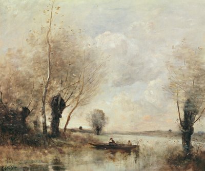 Fischer am Ufer festgemacht von Jean Baptiste Camille Corot